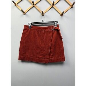 Reynah Couture Burnt Orange Corduroy‎ Mini Skirt Wrap D-Ring Rust Mens Medium